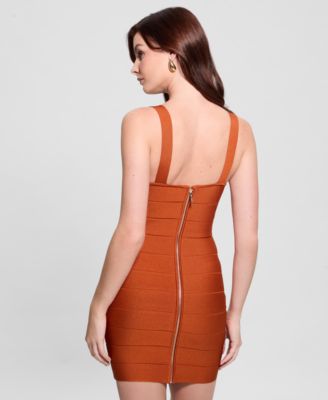 Women's Solid Square-Neck Short Bodycon Dress