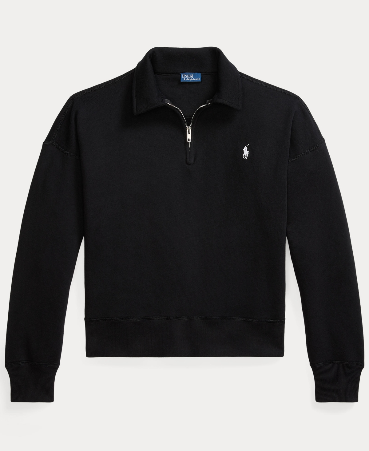 Polo Ralph Lauren Cotton Blend Fleece Quarter-zip Sweatshirt In Black