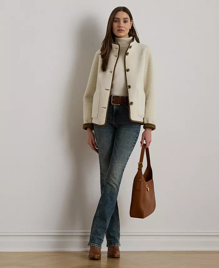 Women's Faux-Suede-Trim Fleece Jacket - thumbnail 3