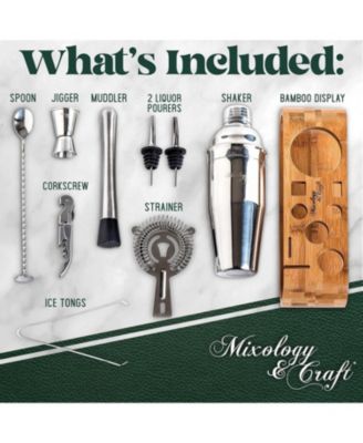 Bartender Kit 10-Piece Bar Tool Set with Bamboo Stand