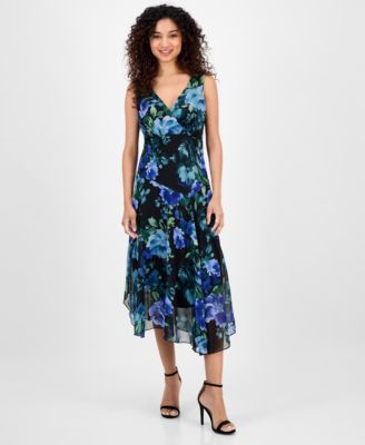 Connected - Women's Handkerchief-Hem Floral-Print Dress
