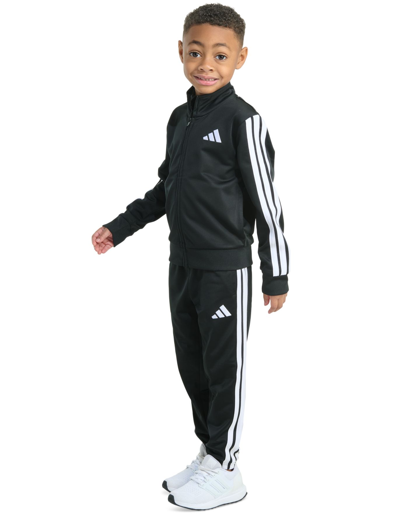 Детский трикотажный комплект adidas Essential 3-Stripe для мальчиков: олимпийка и брюки, цвет: Чёрный — фото 2