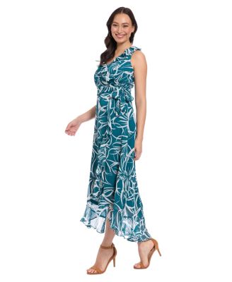 Petite Floral-Print Ruffled Maxi Dress