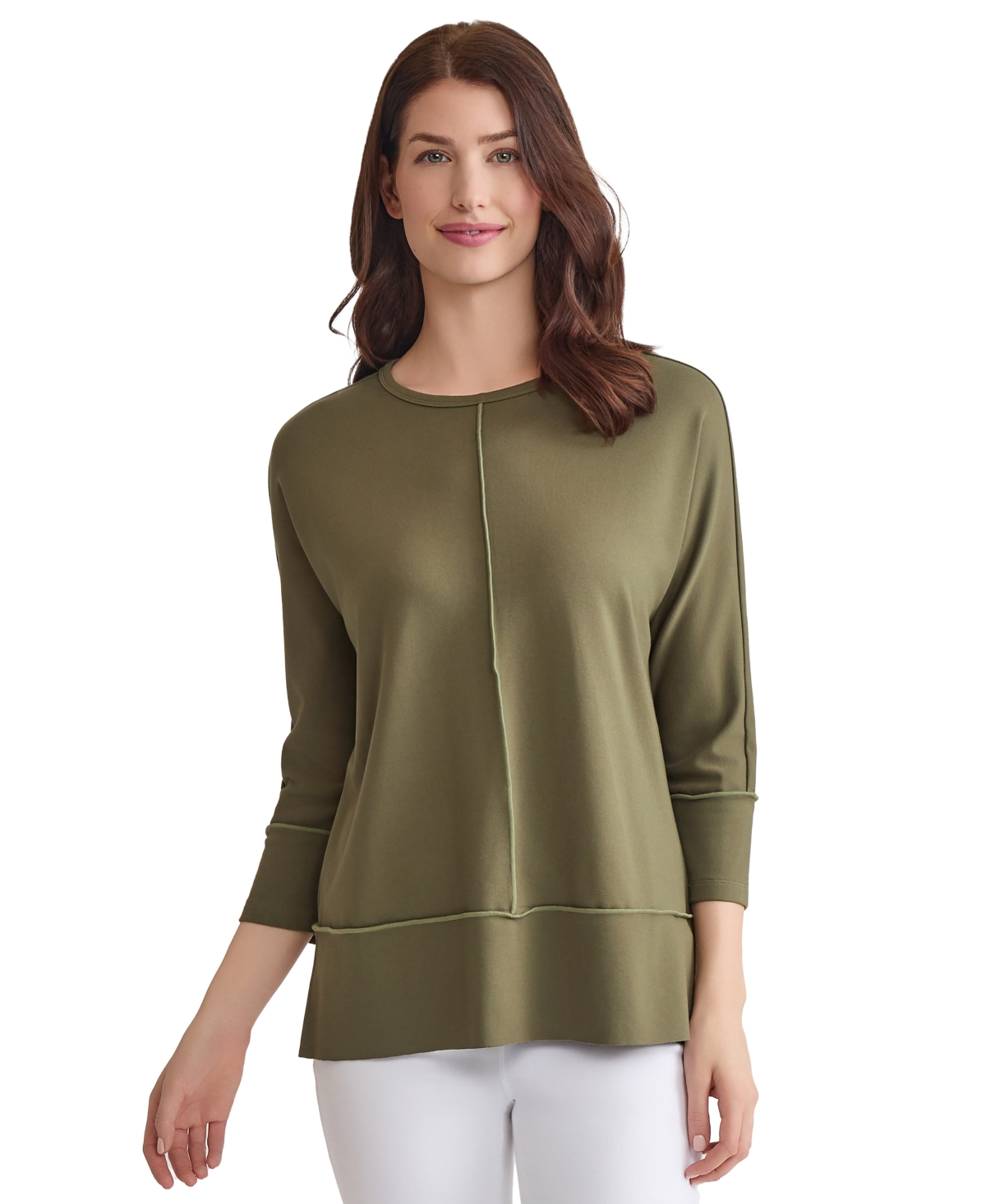 Jones New York Petite Serenity Knit Dolman-sleeve Tunic In Green
