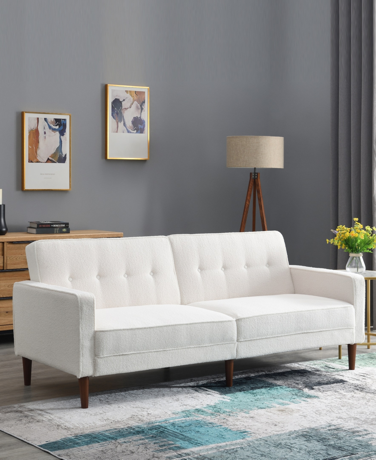 Gold Sparrow 80" Faux Fur Camden Convertible Sofa Bed, Created For Macy's