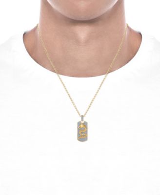 Men's Diamond Pav&eacute; Dragon Dog Tag 22" Pendant Necklace (1 ct. t.w.) in 10k Gold
