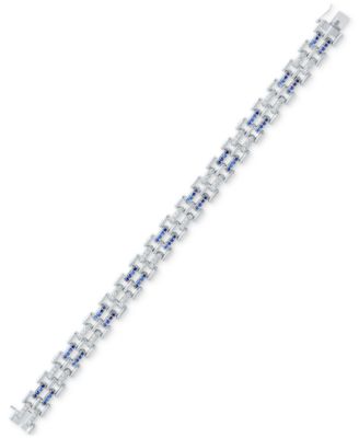 Men's Sapphire (1-3/4 ct. t.w.) & Diamond (1-1/2 ct. t.w.) Link Bracelet in Sterling Silver