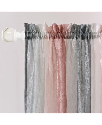 1 Piece Crushed Faux Satin Silver & Blush Rose Pink Ombre Window Curtain Panel