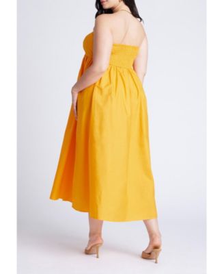 Women's Plus Size Poplin Fit And Flare Maxi Dress