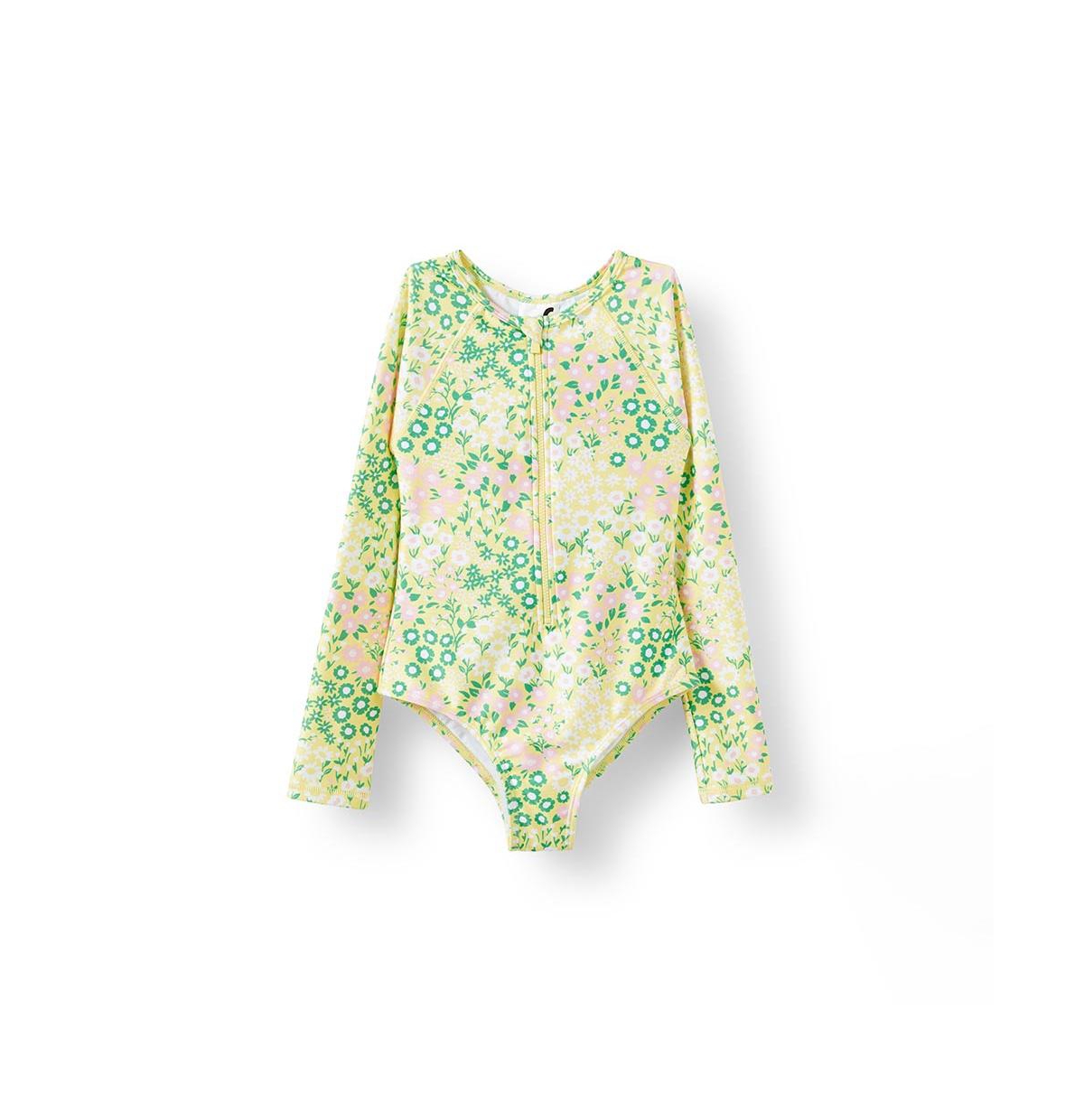 Cotton On Girls Little/Big Lydia Low Bow One Piece - Baby yellow/floral