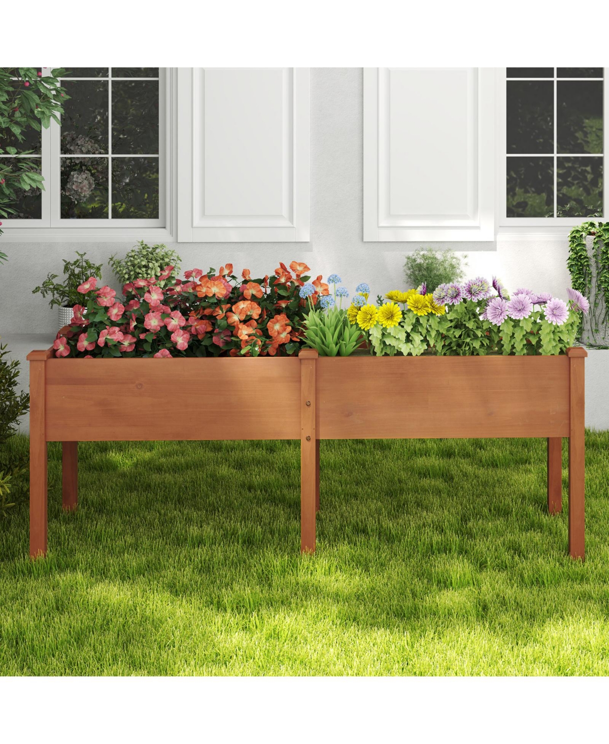 Large Raised Garden Bed with Drainage Holes and 6 Supporting Legs