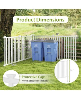2 Piece Vinyl Picket Fence Set for Garden and Yard Decoration