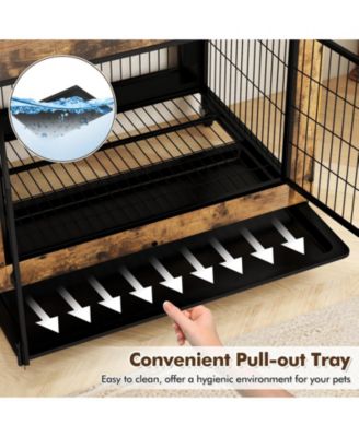 Industrial Dog Kennel with Flip-up Top 3 Lockable Doors and Removable Tray