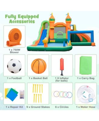 Kids Inflatable Water Slide with Soccer Gate and 750W Blower