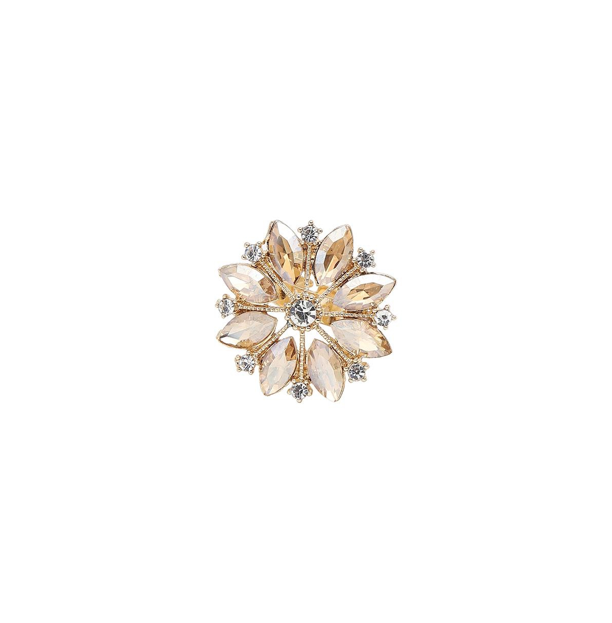 Women's Pink Marquise Flower Cocktail Ring - White