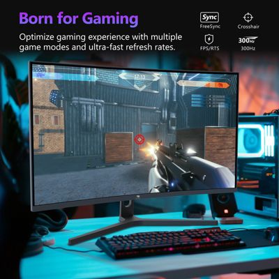 UG27H 27 inch 1080P Full HD 1920 x 1080 300 Hz 1 ms Curved Gaming Monitor, Ultra-Slim Beze