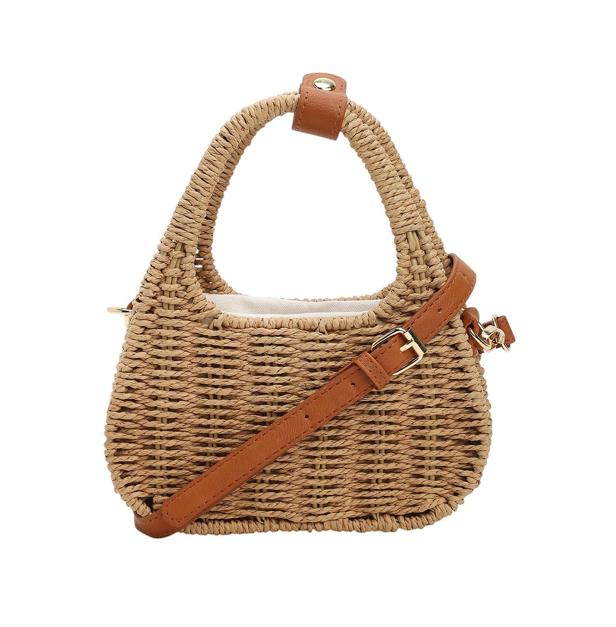 Women's The Straw-Trinity Hand Bag - Khaki Brown - Brown