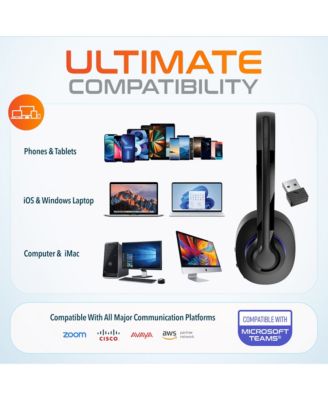 60X Wireless Headset with Noise Cancelling Microphone for Work, Bluetooth Headset for Calls with USB Dongle, Specially Designed for MS Team, Meet, Slack, Office Headset for Work