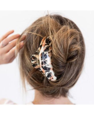 Large Claw Clip - Black + Coral Marble