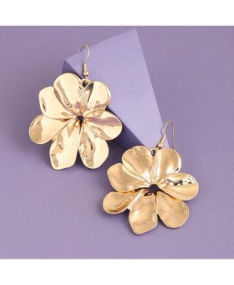 Women's Gold  Metallic Flora Drop Earrings