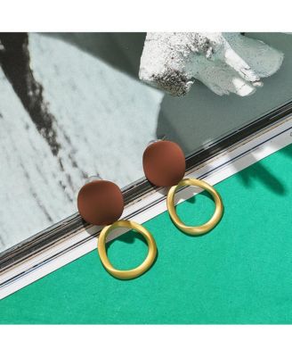 Women's Colourblock Circular Earrings