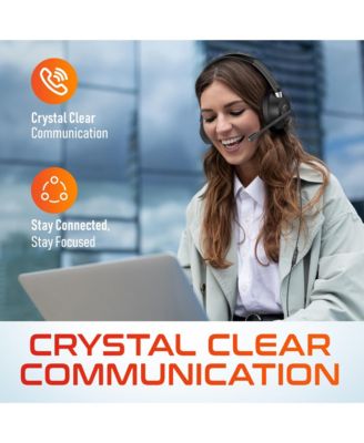 42Y USB Headset with Mic, Hi-Fi Stereo Sound, Over-Ear Computer Headset with Noise Cancelling Microphone, In-Line Controls, Compatible with PC, Laptop, iMac, Tablet & Smartphones - Black