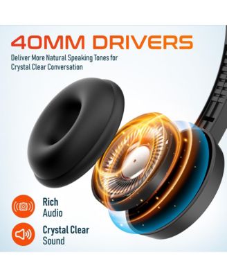 12Y Computer Headset with Microphone, In-Line Controls, Wired Headphones for PC/Laptop/Mac, Compatible with Microsoft Teams, Google Meet, and More - Black