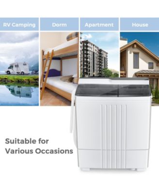 Twin Tub Portable Washing Machine with Timer Control and Drain Pump for Apartment