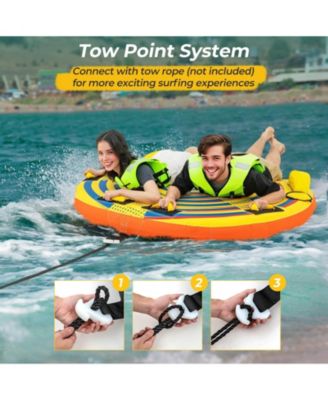 1 or 2 Person Inflatable Towable Tube for Boating with Quick Connector