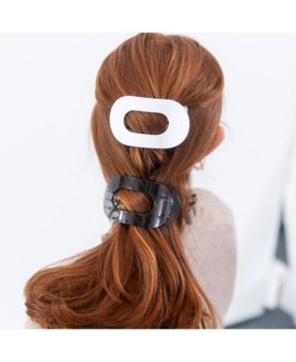  Large Oval Clip Set of 2 - Grey + White