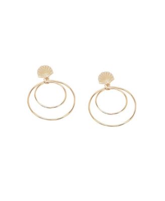 Womens Gold Circular Drop Earrings