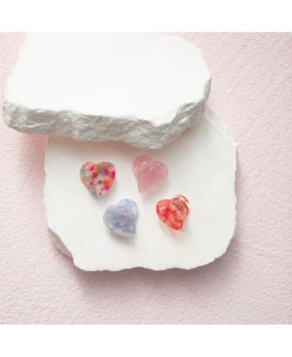  Mini Heart Clip Set - Red + Pink