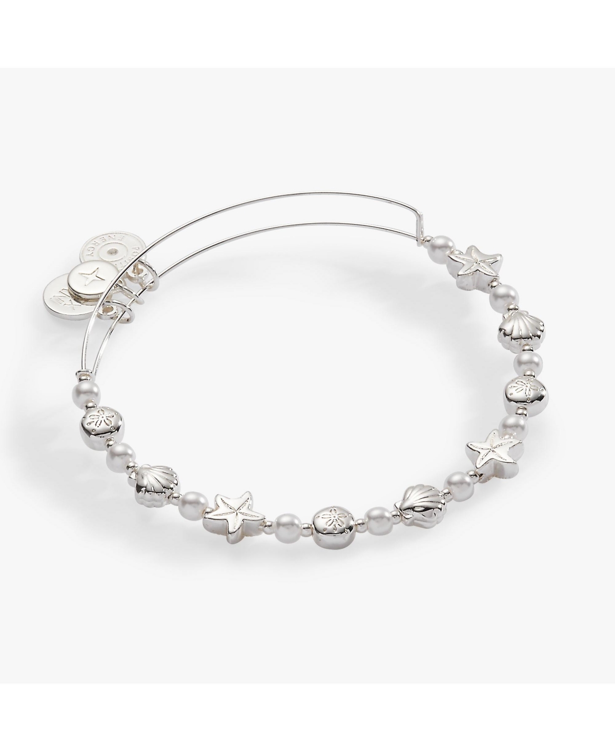 Seaside Pearl Beaded Bangle Bracelet - Silver