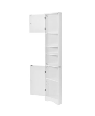 CASAINC 66.9"H Tall P2-Grade MDF 2 Doors, Adjustable Shelves, Multi-Functional Storage Corner Cabinet