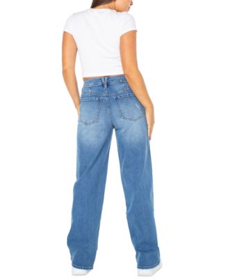 Juniors' High Rise Baggy Wide-Leg Curvy Jeans