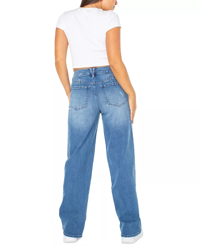 Juniors' High Rise Baggy Wide-Leg Curvy Jeans - thumbnail 3