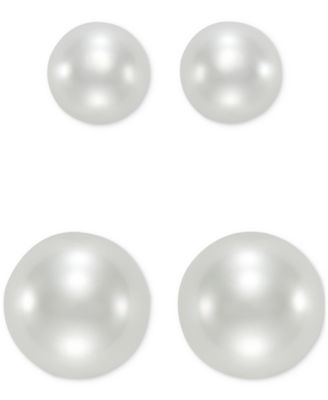 2-Pc. Set Cultured Freshwater Pearl (5 & 7mm) Stud Earrings in 14k Gold