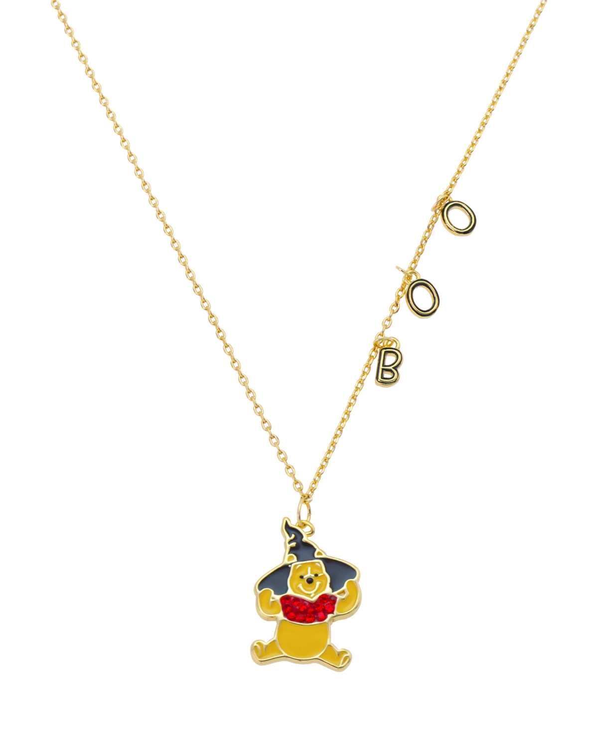 Winnie The Pooh Witch Hat Halloween Pendant Necklace - Gold