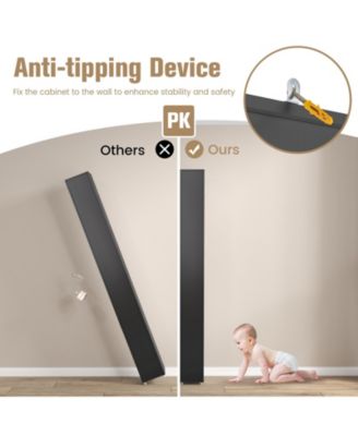 Freestanding Slim Bathroom Cabinet with Drawer and Adjustable Shelves