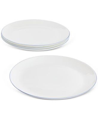 Arch Studio - Opal Glass Blue Rim Dinner Plate, Set of 4