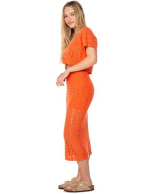 Juniors' Sea Swirl Crochet Cotton Top