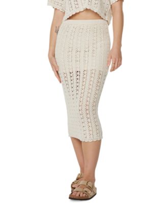 Juniors' Sea Swirl Crochet Midi Skirt