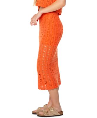 Juniors' Sea Swirl Crochet Midi Skirt