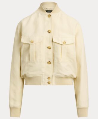 Women's Linen-Blend Bomber Jacket