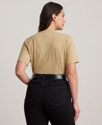 売れ筋商品|||ラルフローレン カットソー トップス レディース Plus Size Beaded-Logo Cotton Jersey Tee Black Lauren Ralph Lauren Plus Size Beaded-Logo Cotton Jersey Tee