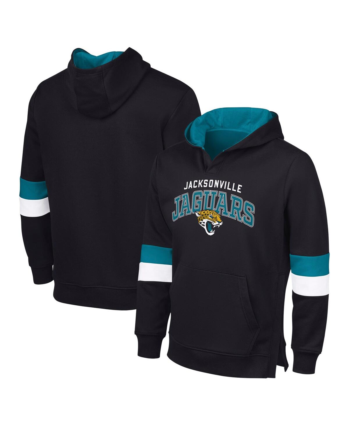 Men's Black/Teal Jacksonville Jaguars Adaptive Faceoff Pullover Hoodie - Black, Teal