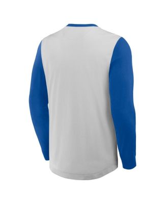 Men's Gray/Royal Chicago Cubs Clubhouse Long Sleeve Henley Shirt