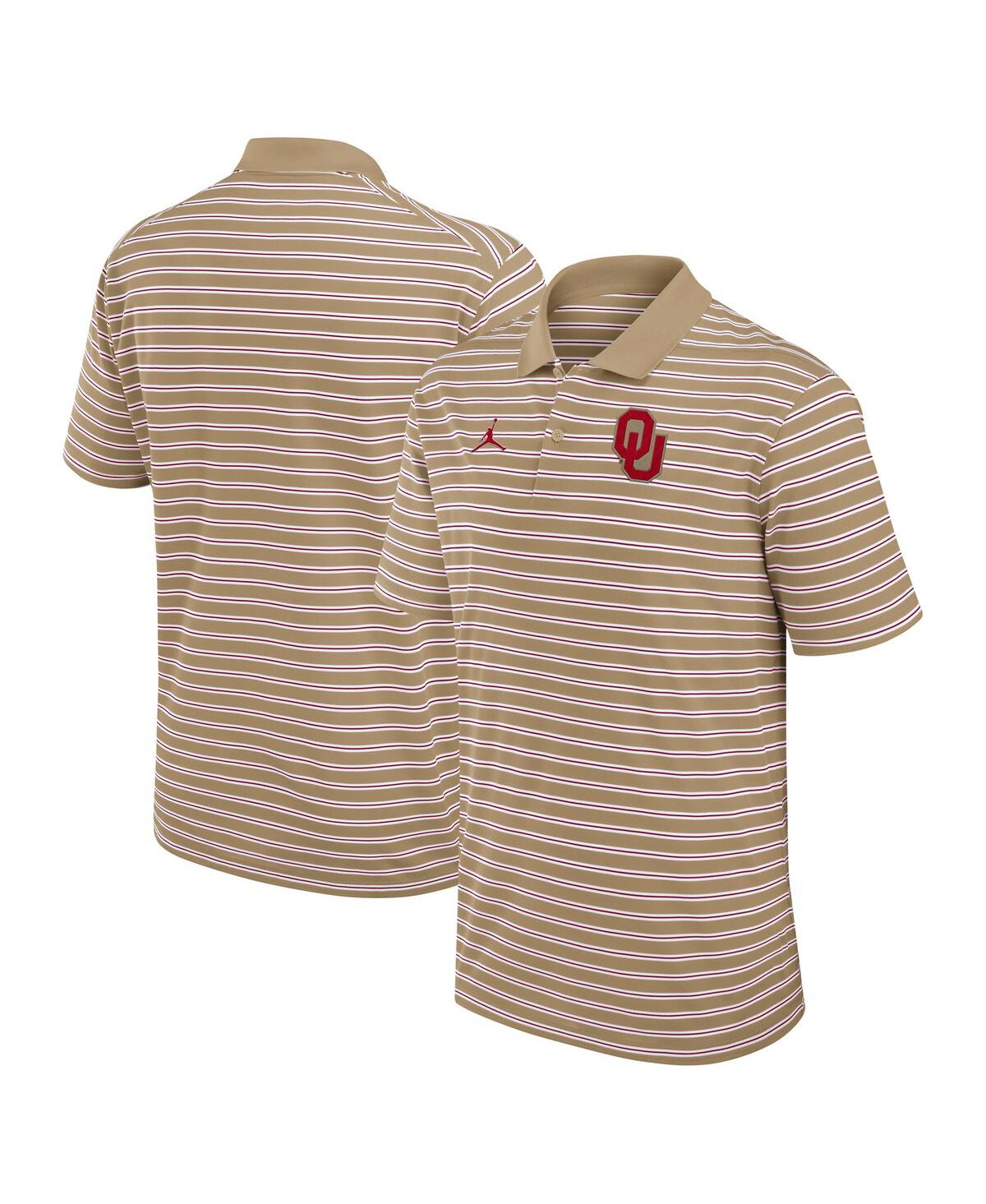 Men's Tan/White Oklahoma Sooners Primetime Victory Striped Polo Shirt - Tan, White