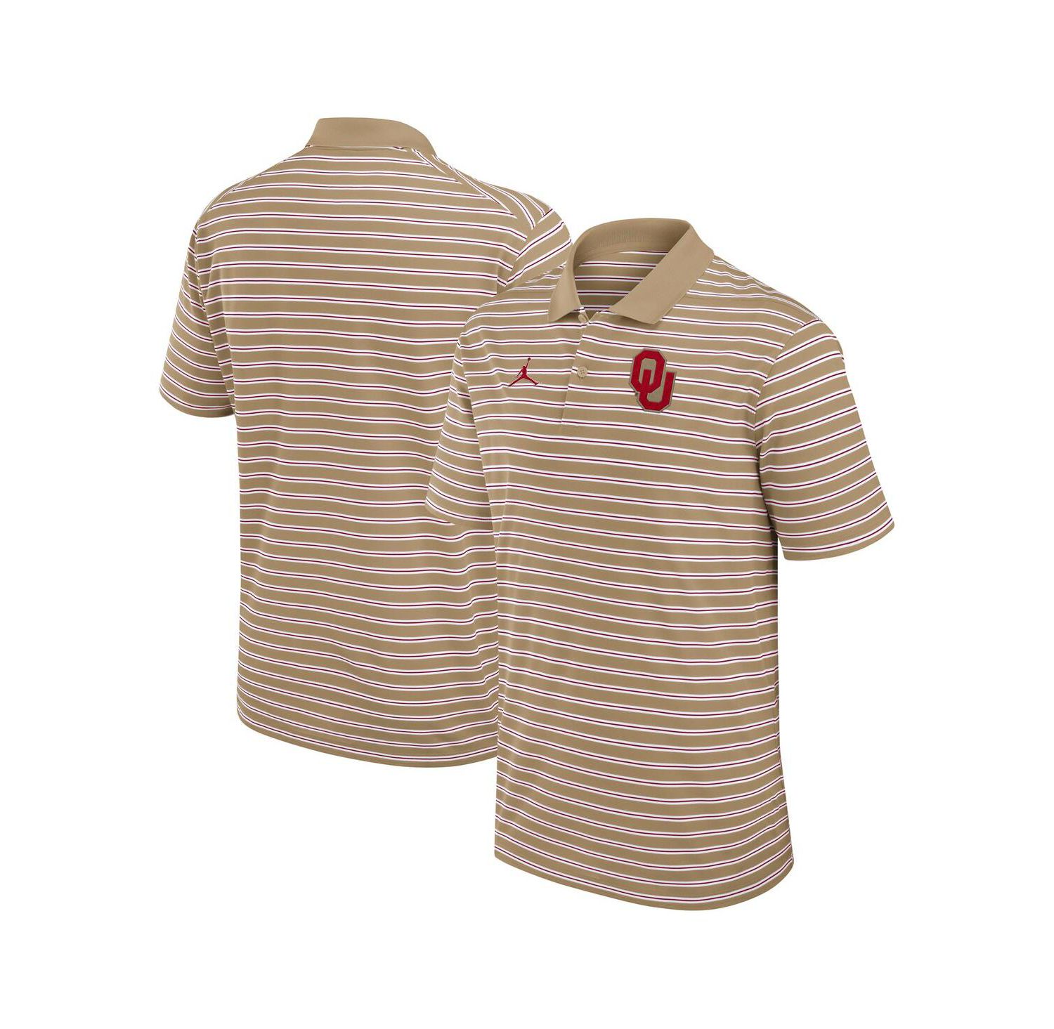 Men's Tan/White Oklahoma Sooners Primetime Victory Striped Polo Shirt