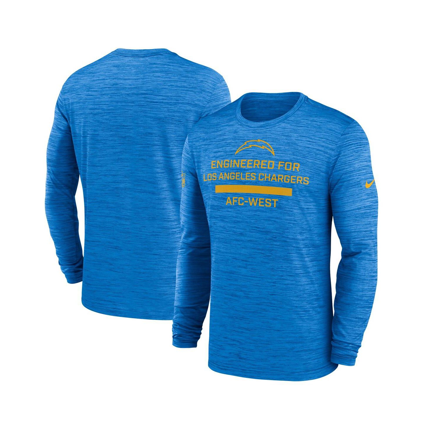 Мужская футболка Nike Powder Blue Los Angeles Chargers Sideline Velocity Performance Long Sleeve — фото 1